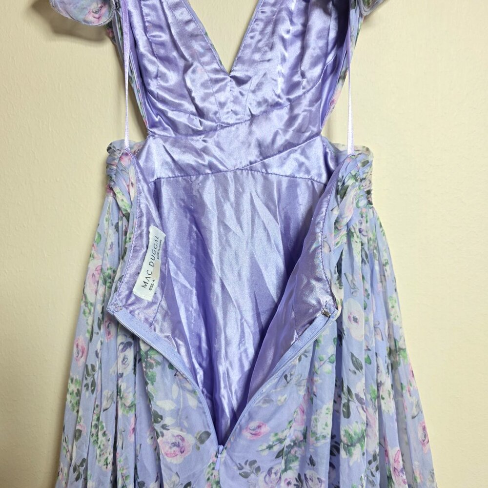 Ieena for Mac Duggal Ruffle Tiered Cut-Out Floral Chiffon Dress Size 4 MSRP $498 - Picture 10 of 12